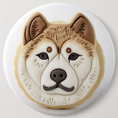 Akita-hond 3D-geïnspireerd Ronde Button 6,0 Cm (Voorkant)