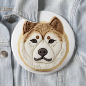 Akita-hond 3D-geïnspireerd Ronde Button 6,0 Cm (In situ)