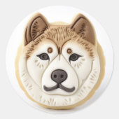 Akita-hond 3D geïnspireerd Ronde Sticker (Voorkant)
