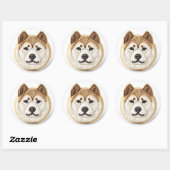 Akita-hond 3D geïnspireerd Ronde Sticker (Vel)