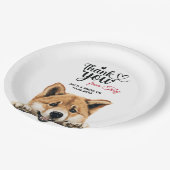 Akita Hond Bruiloft Receptie Papieren Bordje (Gekanteld)