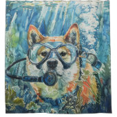 Akita Hond Duiken Onderwater Douchegordijn (Voorkant)