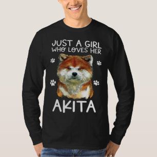 Akita-hond Gewoon een meisje dat van haar Akita ho T-shirt