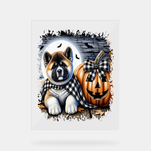 Akita-hond Halloween vierkant Acryl Bord (Voorkant)
