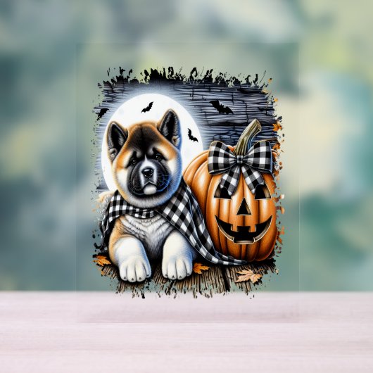 Akita-hond Halloween vierkant Acryl Bord (Neutraal)
