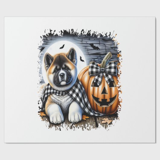 Akita-hond Halloween vierkant Cadeaupapier (Vlak)
