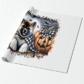 Akita-hond Halloween vierkant Cadeaupapier (Uitgerold)