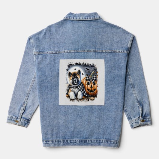Akita-hond Halloween vierkant Denim Jacket (Achterkant)