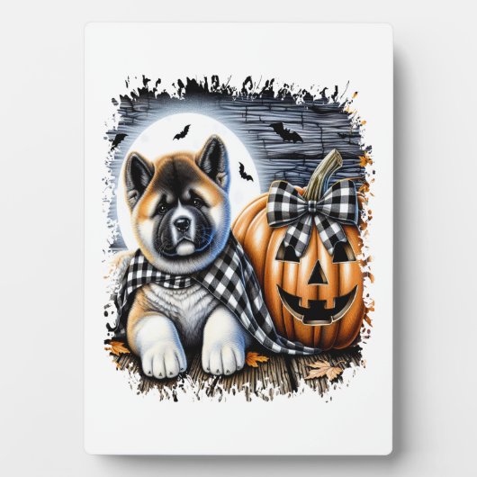 Akita-hond Halloween vierkant Fotoplaat (voorkant)
