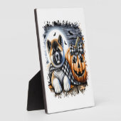 Akita-hond Halloween vierkant Fotoplaat (Zijkant)