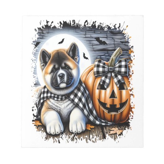 Akita-hond Halloween-vierkant Notitieblok (Voorkant)