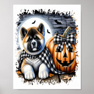 Akita-hond Halloween vierkant Poster