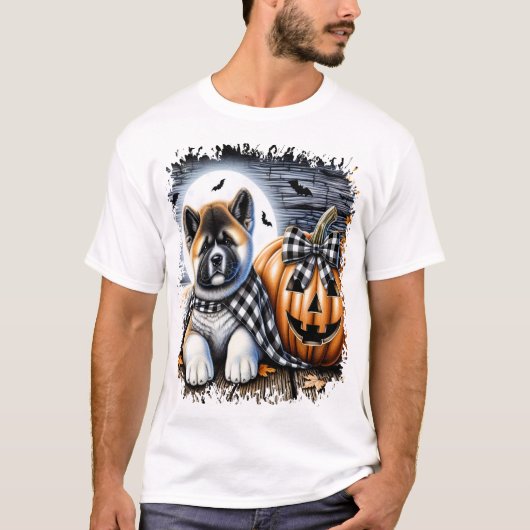Akita-hond Halloween vierkant T-shirt (Voorkant)