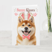 Akita Hond in Konijnenoren voor Pasen Feestdagen Kaart (Voorkant)