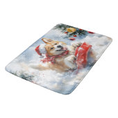 Akita Hond in Sledge Laat het Sneeuw Kerstmis Badmat (Gekanteld)