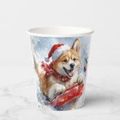 Akita Hond in Sledge Laat het Sneeuw Kerstmis Papieren Bekers (Achterkant)