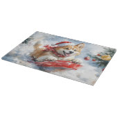 Akita Hond in Sledge Laat het Sneeuw Kerstmis Snijplank (Hoek)