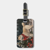 Akita Hond in Sneeuw Kerstmis Bagagelabel (Voorkant verticaal)