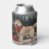 Akita Hond in Sneeuw Kerstmis Blikjeskoeler (Blikje Voorkant)