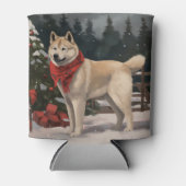Akita Hond in Sneeuw Kerstmis Blikjeskoeler (Voorkant)