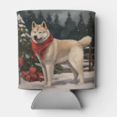 Akita Hond in Sneeuw Kerstmis Blikjeskoeler (Achterkant)