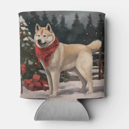 Akita Hond in Sneeuw Kerstmis Blikjeskoeler (Achterkant)