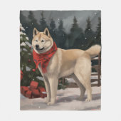 Akita-hond in sneeuw Kerstmis Fleece Deken (Voorkant)