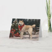 Akita Hond in Sneeuw Kerstmis Kaart (Voorkant)