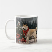 Akita Hond in Sneeuw Kerstmis Koffiemok (Links)