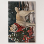 Akita Hond in Sneeuw Kerstmis Legpuzzel (Verticaal)