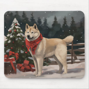 Akita Hond in Sneeuw Kerstmis Muismat