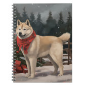 Akita Hond in Sneeuw Kerstmis Notitieboek (Voorkant)