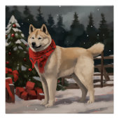 Akita Hond in Sneeuw Kerstmis Perfect Poster (Voorkant)