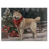 Akita Hond in Sneeuw Kerstmis Snijplank (Voorkant)