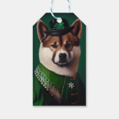 akita hond in St. Patrick's Day Dress Cadeaulabel (Achterkant)