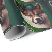 akita hond in St. Patrick's Day Dress Cadeaupapier (Rol Hoek)