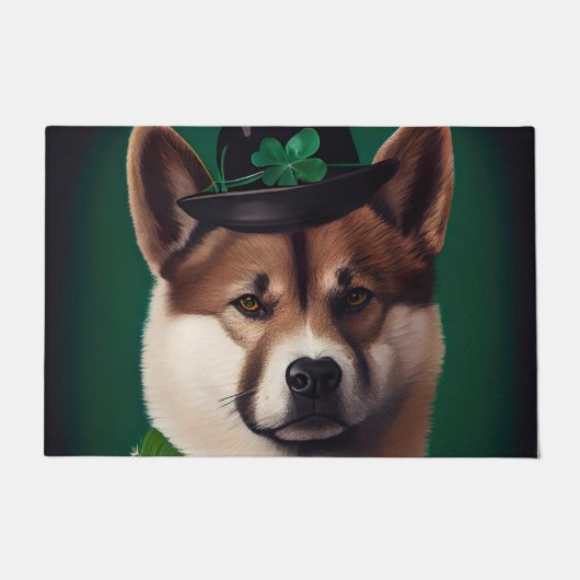 akita hond in St. Patrick's Day Dress Deurmat (Voorkant)