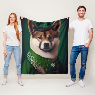 akita hond in St. Patrick's Day Dress Fleece Deken