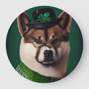 akita hond in St. Patrick's Day Dress Grote Klok