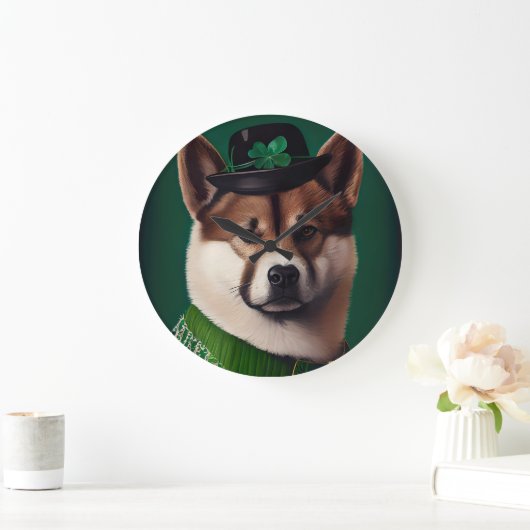 akita hond in St. Patrick's Day Dress Grote Klok (Huis)