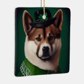 akita hond in St. Patrick's Day Dress Keramisch Ornament (Rechts)