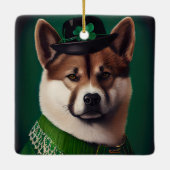 akita hond in St. Patrick's Day Dress Keramisch Ornament (Achterkant)