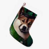 akita hond in St. Patrick's Day Dress Kleine Kerstsok (Voorkant (Hangend))