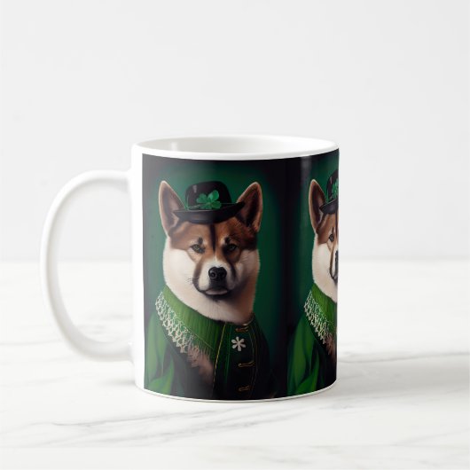akita hond in St. Patrick's Day Dress Koffiemok (Links)