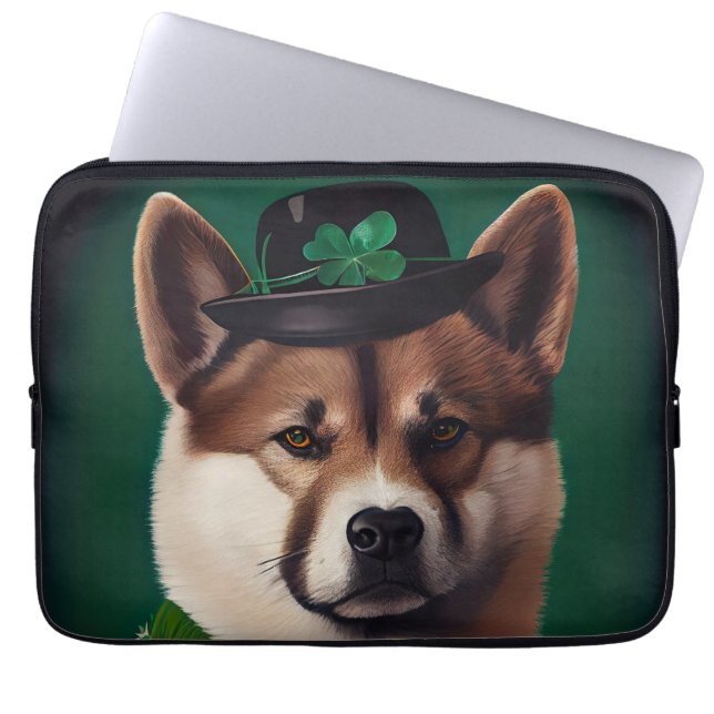 akita hond in St. Patrick's Day Dress Laptop Sleeve (Voorkant)