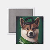 akita hond in St. Patrick's Day Dress Magneet (Voorkant / Achterkant)