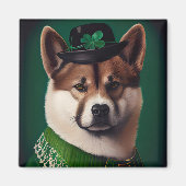 akita hond in St. Patrick's Day Dress Magneet (Voorkant)