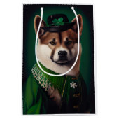 akita hond in St. Patrick's Day Dress Medium Cadeauzakje (Voorkant)