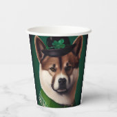 akita hond in St. Patrick's Day Dress Papieren Bekers (Achterkant)