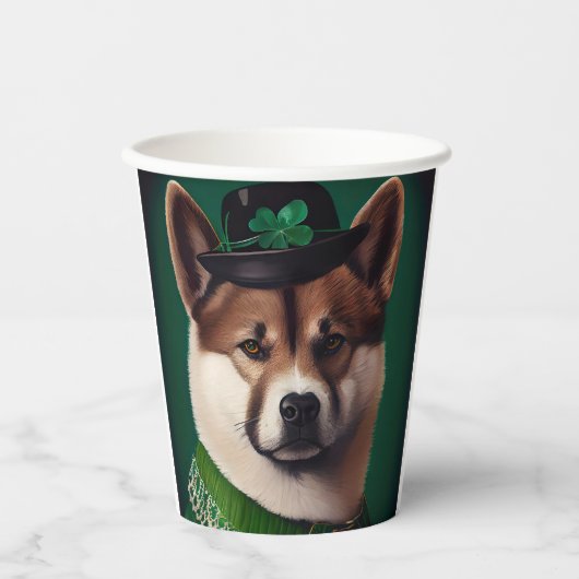 akita hond in St. Patrick's Day Dress Papieren Bekers (Voorkant)